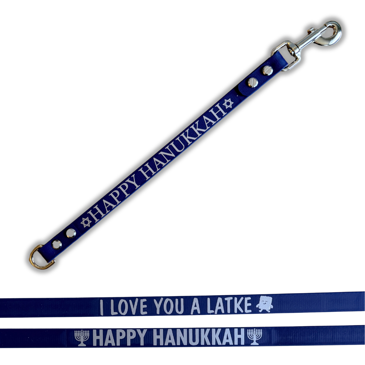 Hanukkah Biothane Leash Extenders | Leash Wrap Alternative