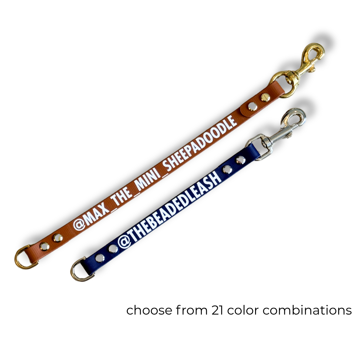 Custom Instagram Handle Biothane Leash Extenders | Leash Wrap Alternative
