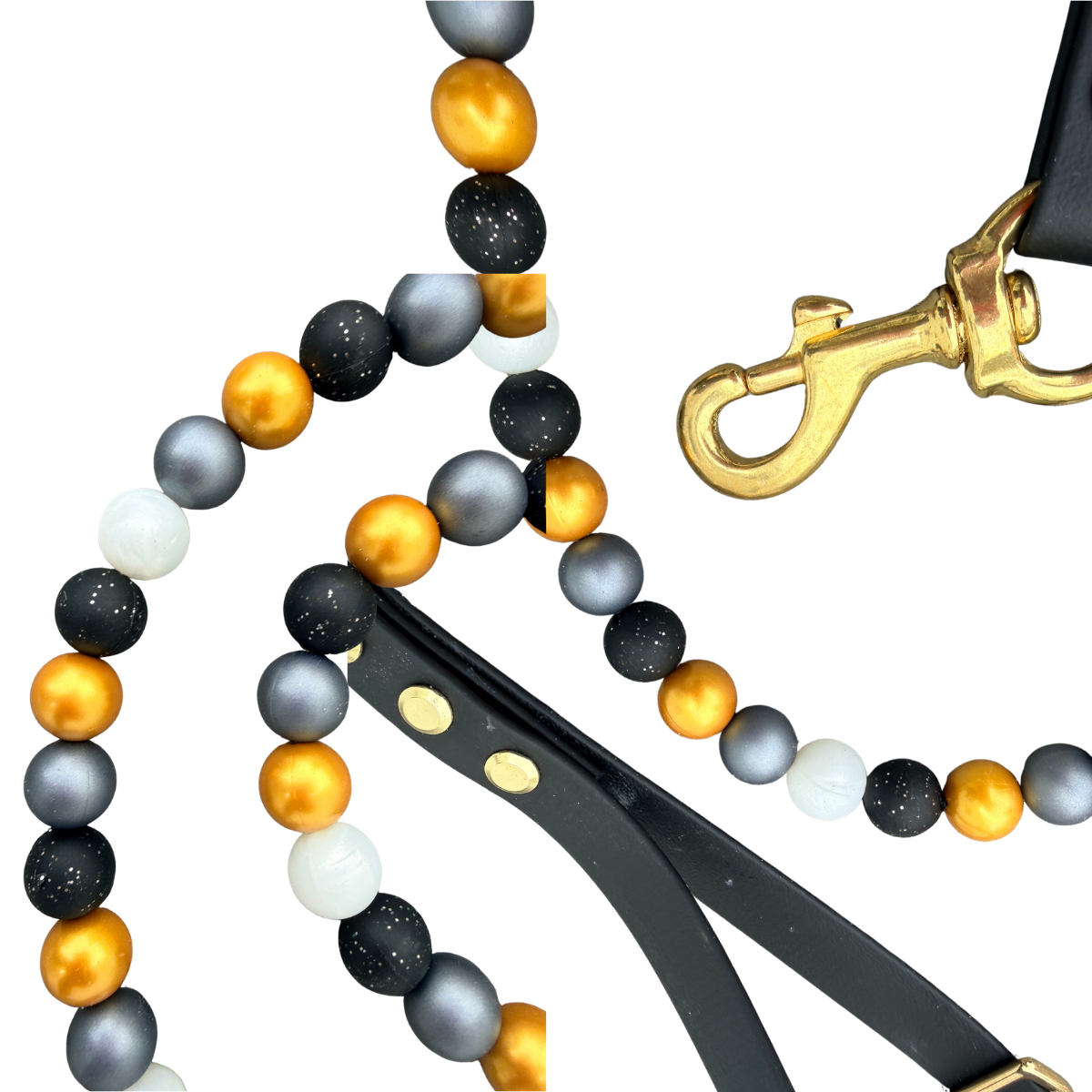 Black Tie Waterproof Beaded Dog Leash