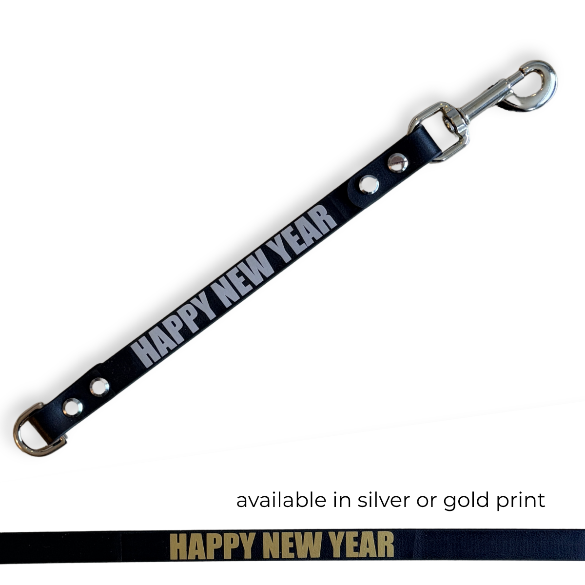 Happy New Year Biothane® Leash Extender | Leash Wrap Alternative