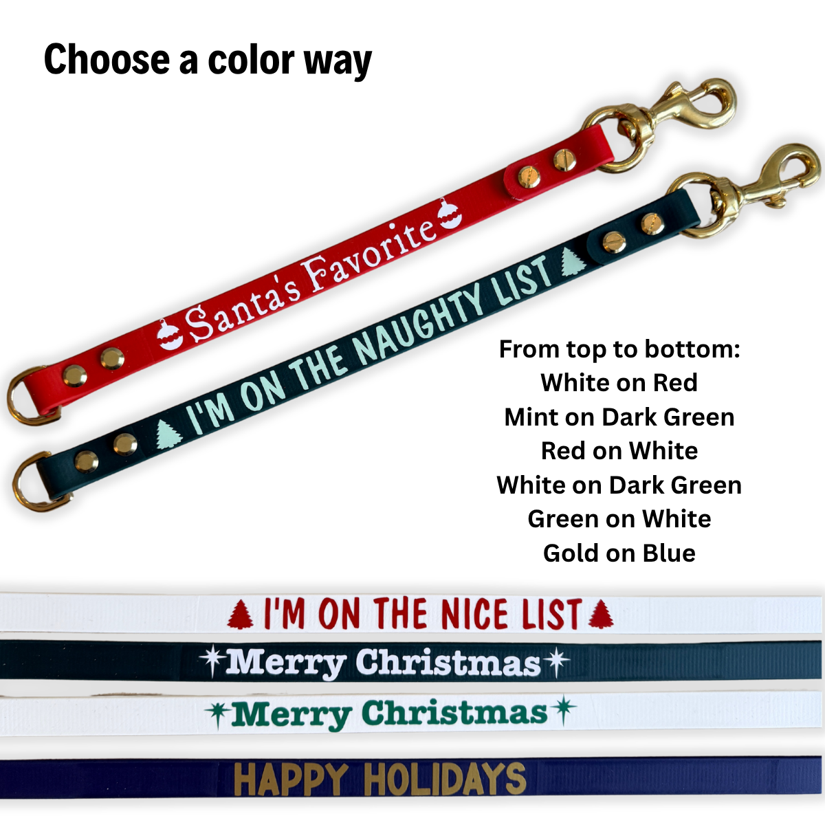 Christmas Biothane® Leash Extenders | Leash Wrap Alternative